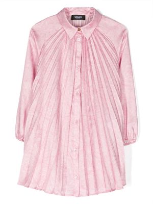 Versace Kids Barocco-print pleated dress - Pink