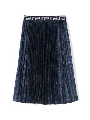 Versace Kids Barocco-print pleated skirt - Blue