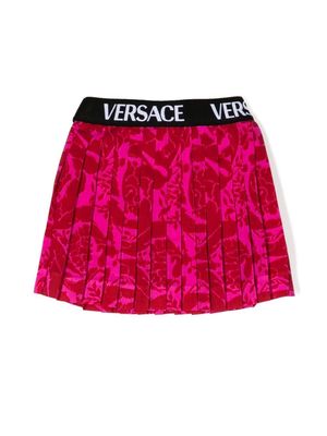 Versace Kids Barocco-print pleated skirt - Pink