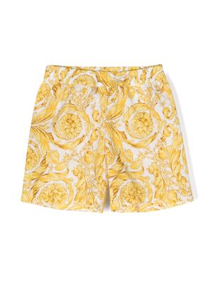 Versace Kids Barocco-print poplin shorts - White