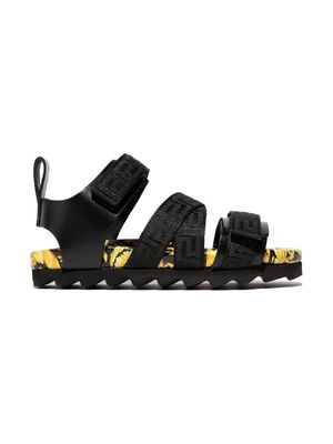 Versace Kids Barocco-print sandals - Black