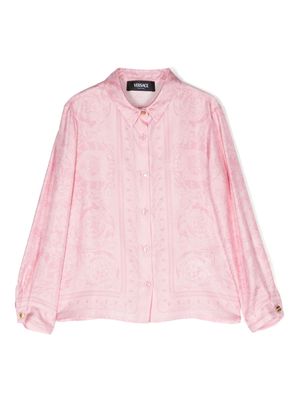 Versace Kids Barocco-print silk shirt - Pink