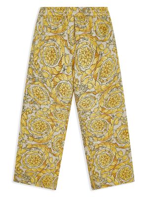 Versace Kids Barocco-print straight-leg trousers - Yellow