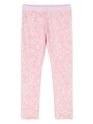 Versace Kids Barocco-print stretch-cotton leggings - Pink