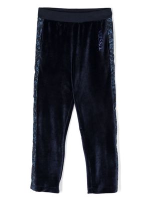 Versace Kids Barocco-print velvet trousers - Blue