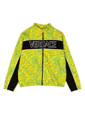 Versace Kids Barocco-print zip-up sweatshirt - Green