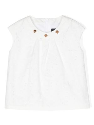 Versace Kids Barocco Sangallo sleeveless blouse - White