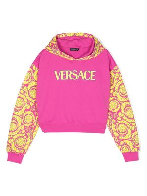 Versace Kids Barocco Silhouette cotton hoodie - Pink