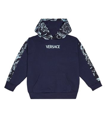 Versace Kids Barocco Stencil cotton jersey hoodie