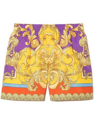 Versace Kids baroque pattern-print swim shorts - Yellow