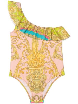 Versace Kids baroque pattern-print swimsuit - Neutrals