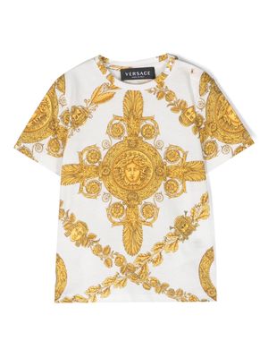 Versace Kids baroque-pattern print T-shirt - White