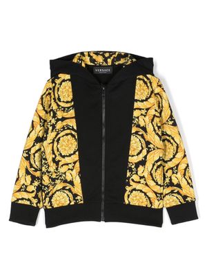 Versace Kids baroque-print cotton zipped hoodie - Black