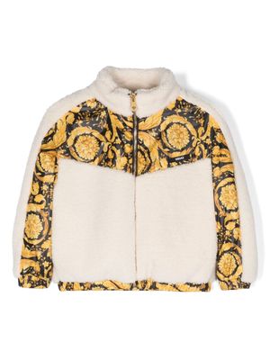 Versace Kids Barrocco-print fleece jacket - Neutrals