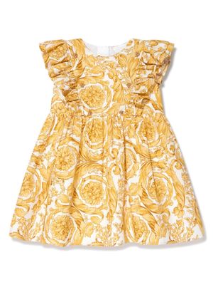 Versace Kids Barroco-print cotton dress - Yellow