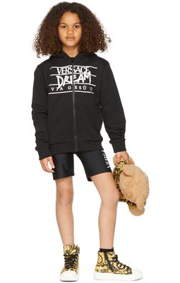 Versace Kids Black Dream Logo Zip-Up Hoodie