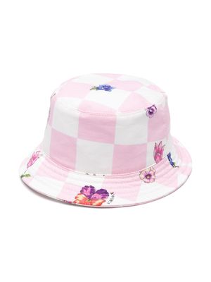 Versace Kids Blossoms check bucket hat - Pink