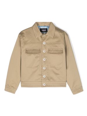 Versace Kids buttoned cotton shirt jacket - Neutrals