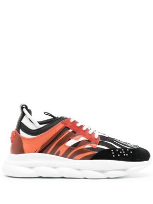 Versace Kids Chain Reaction zebra-print sneakers - BLACK WHITE ORANGE