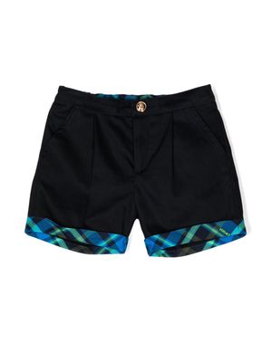Versace Kids check-panel pleated shorts - Blue