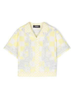 Versace Kids check-pattern silk shirt - Yellow