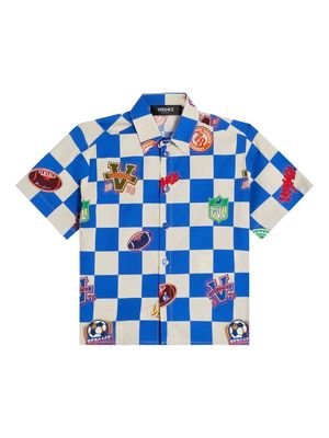 Versace Kids checked cotton shirt - Blue