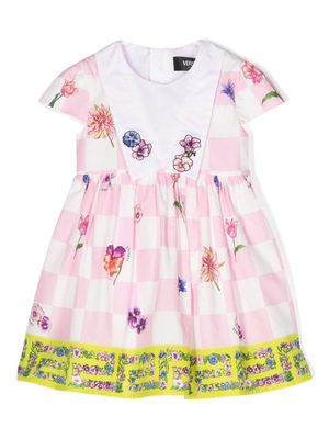 Versace Kids checked flared dress - Pink