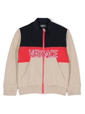 Versace Kids colour-block cotton jacket - Brown