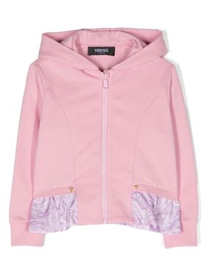 Versace Kids contrast-trim zipped hoodie - Pink