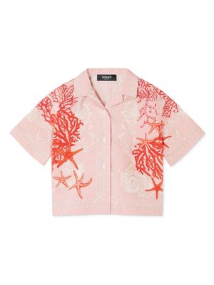 Versace Kids coral-print short-sleeve shirt - Pink