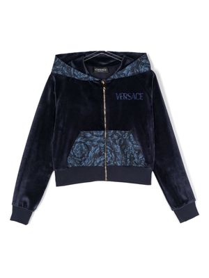 Versace Kids crystal-embellished hooded jacket - Blue