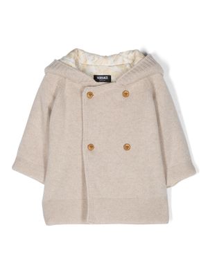 Versace Kids double-breasted hooded jacket - Neutrals