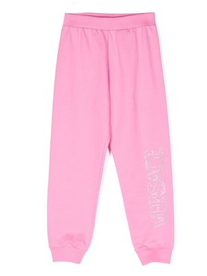 Versace Kids embellished-logo detail track pants - Pink