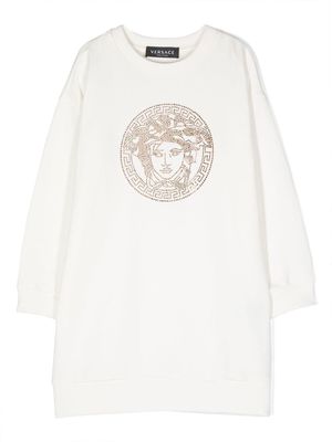 Versace Kids embossed logo stud dress - White