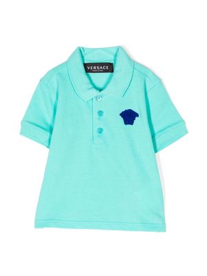 Versace Kids embroidered-logo cotton polo shirt - Green