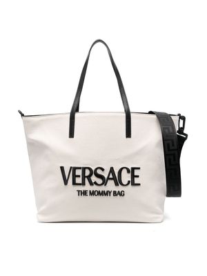 Versace Kids embroidered-logo tote bag - Neutrals