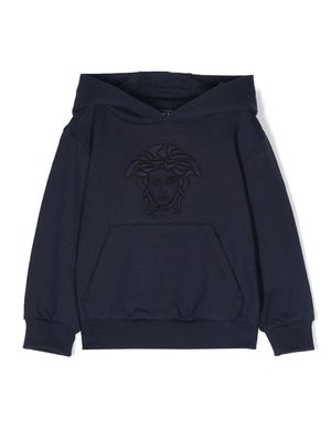 Versace Kids embroidered-Medusa Head hoodie - Blue