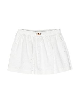 Versace Kids floral-embroidered flared skirt - White