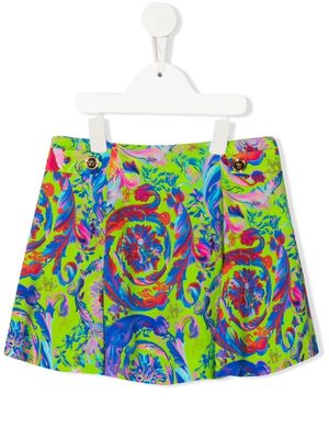 Versace Kids floral-print mini skirt - Green