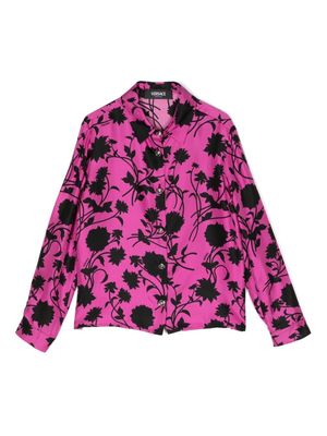 Versace Kids floral-print silk shirt - Purple