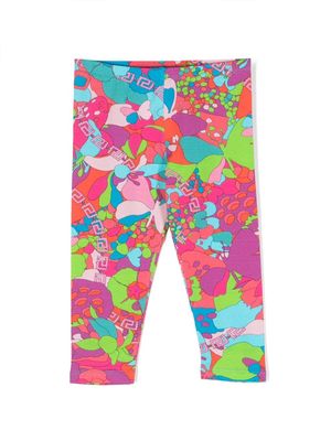 Versace Kids Floral Summer leggings - Blue