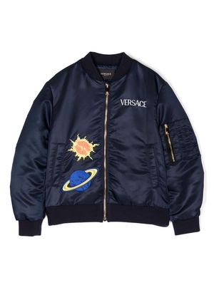 Versace Kids Galaxy bomber jacket - Blue