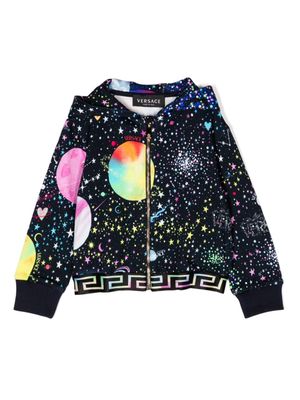 Versace Kids Galaxy zip-up hoodie - Blue