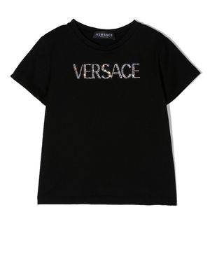 Versace Kids gem-logo short-sleeved T-shirt - Black