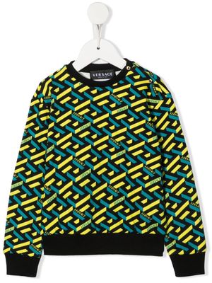 Versace Kids geometric pattern print sweatshirt - Yellow