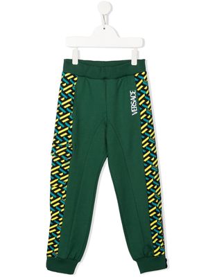 Versace Kids geometric-pattern print track pants - Green