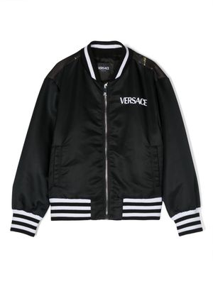 Versace Kids graphic-print bomber jacket - Black