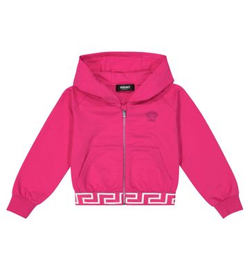 Versace Kids Greca cotton-blend jersey hoodie