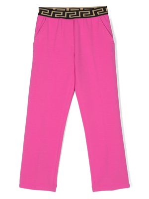 Versace Kids Greca-detail elasticated-waistband trousers - Pink