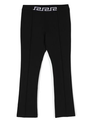 Versace Kids Greca elasticated-waist flared trousers - Black